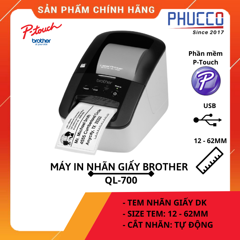 Máy in nhãn Brother QL-700 - Hàng Chính Hãng