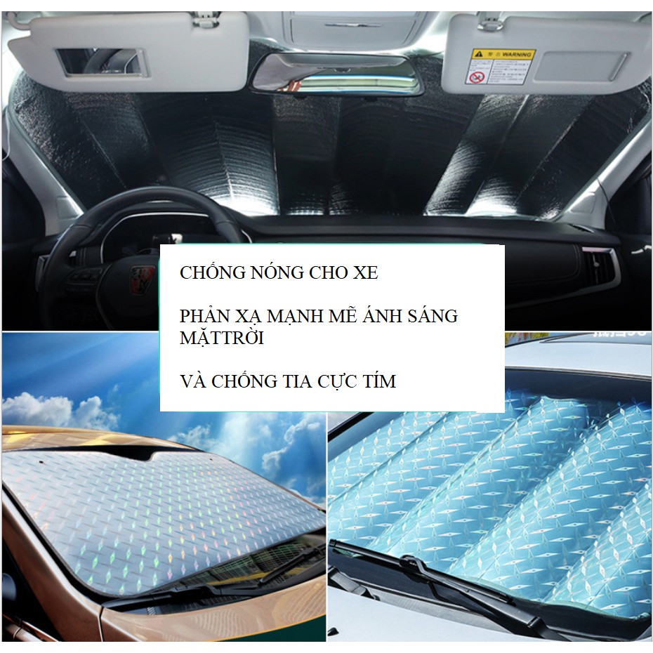Tấm che nắng kính lái ô tô 5 lớp tráng bạc phản quang chống nóng tia UV
