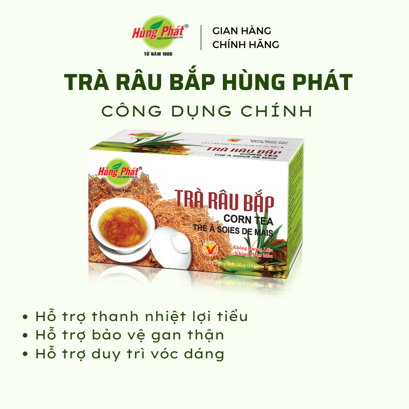 Trà Râu Bắp Túi Lọc Hỗ Trợ Mát Gan Thanh Nhiệt Cơ Thể Hộp 25 Gói - Thương Hiệu Hùng Phát