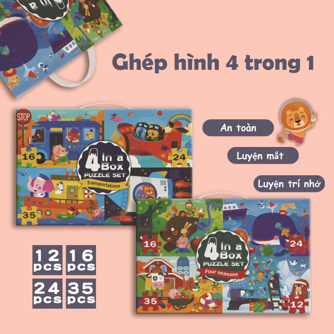 Đồ chơi ghép tranh 4 trong 1 cho bé