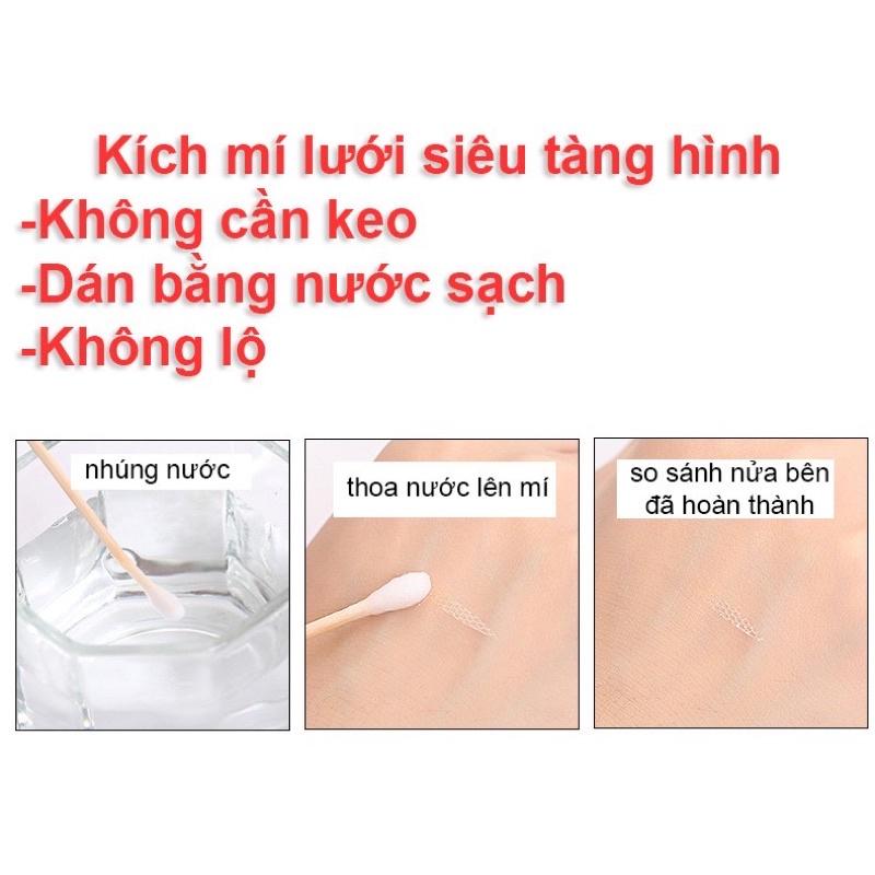 Kích mí, dán mí lưới ren sẵn keo (cuộn 360 miếng), không lộ, siêu tàng hình kèm que và nhíp