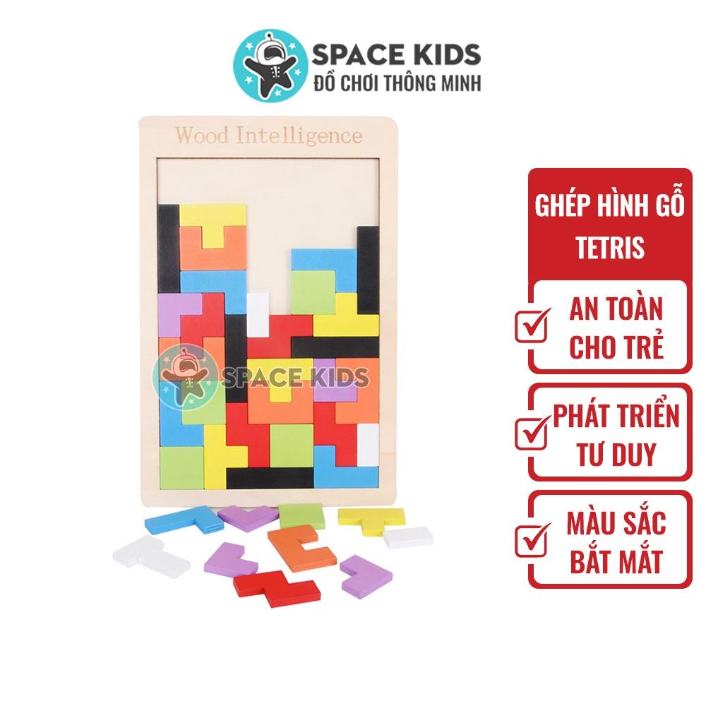 Đồ chơi gỗ cho bé Bảng xếp hình gỗ Tetris Montessori thông minh cho bé