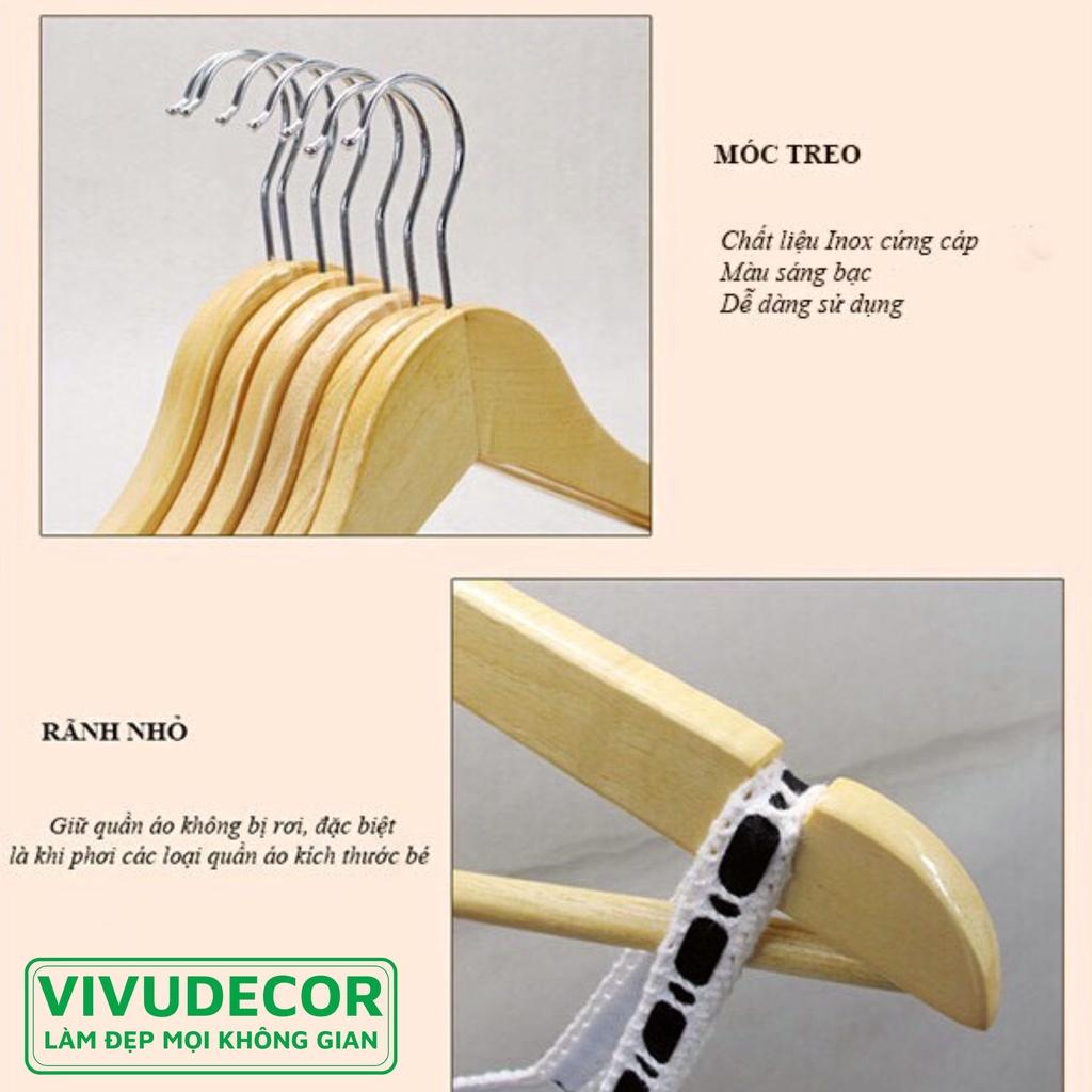 Móc Gỗ Treo Quần Áo VIVUDECOR Treo Đồ Đa Năng Hàng Cao Cấp Chống Nước Chống Xước Bền Đẹp 100% Gỗ Tự Nhiên