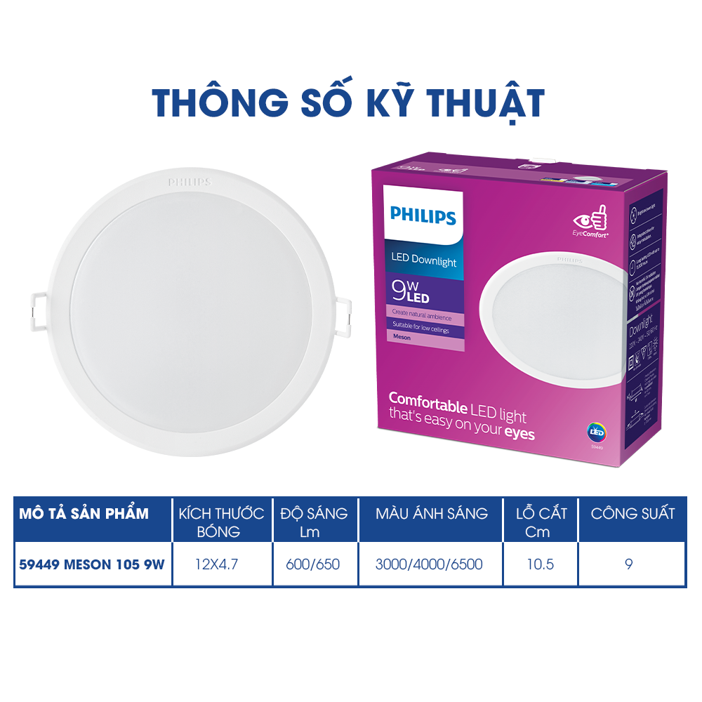 Bộ đèn PHILIPS âm trần Meson G3 (594xxx)-Công suất (5W,6W,7W,9W,13W)