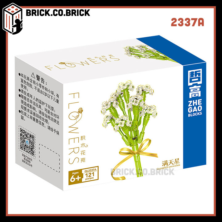 Mô hình Hoa Cỏ Cho Bé Gái Lắp ráp Hoa Cẩm Chướng Nhí và Hoa Cúc Trắng Trang Trí Nhà Cửa QL2337A