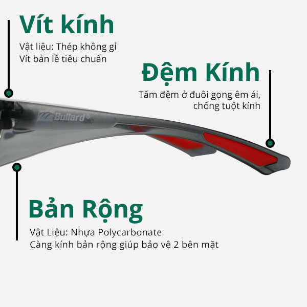 Kính Bảo Hộ Chống Bụi, Tia UV, Hấp Hơi Cao Cấp SE2 Bullard Mỹ - Trắng