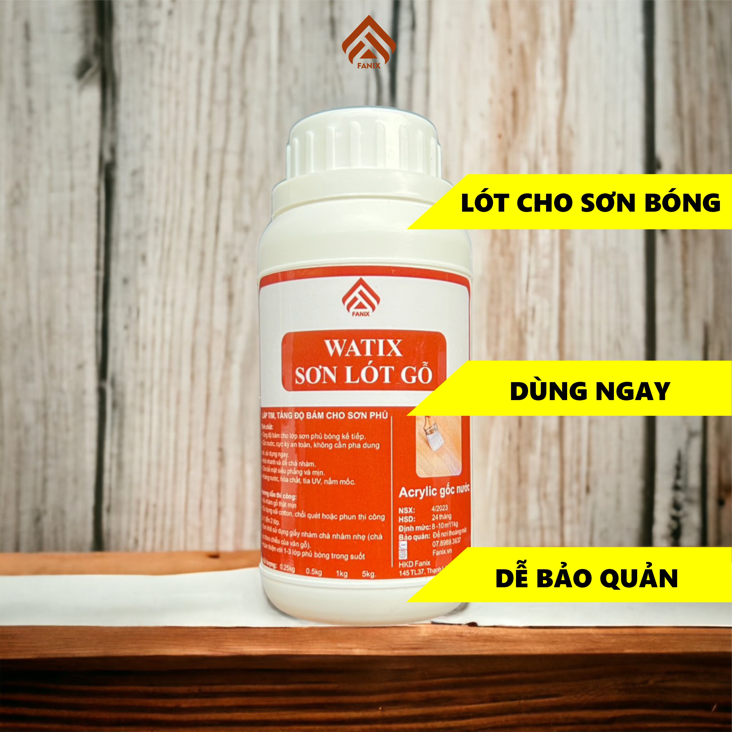Sơn lót gỗ, che khuyết điểm, phủ đều màu, tăng độ bám dính cho lớp sơn kế tiếp - Watix Sơn Lót
