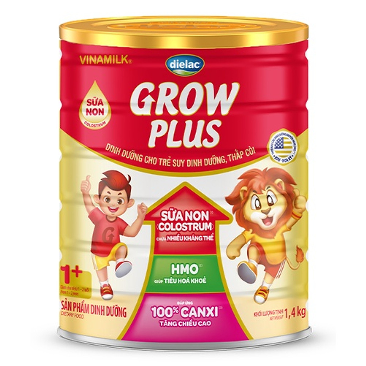 Combo 3 lon Sữa Bột Vinamilk Dielac Grow Plus 1+ ( 1400g / Hộp Thiếc)