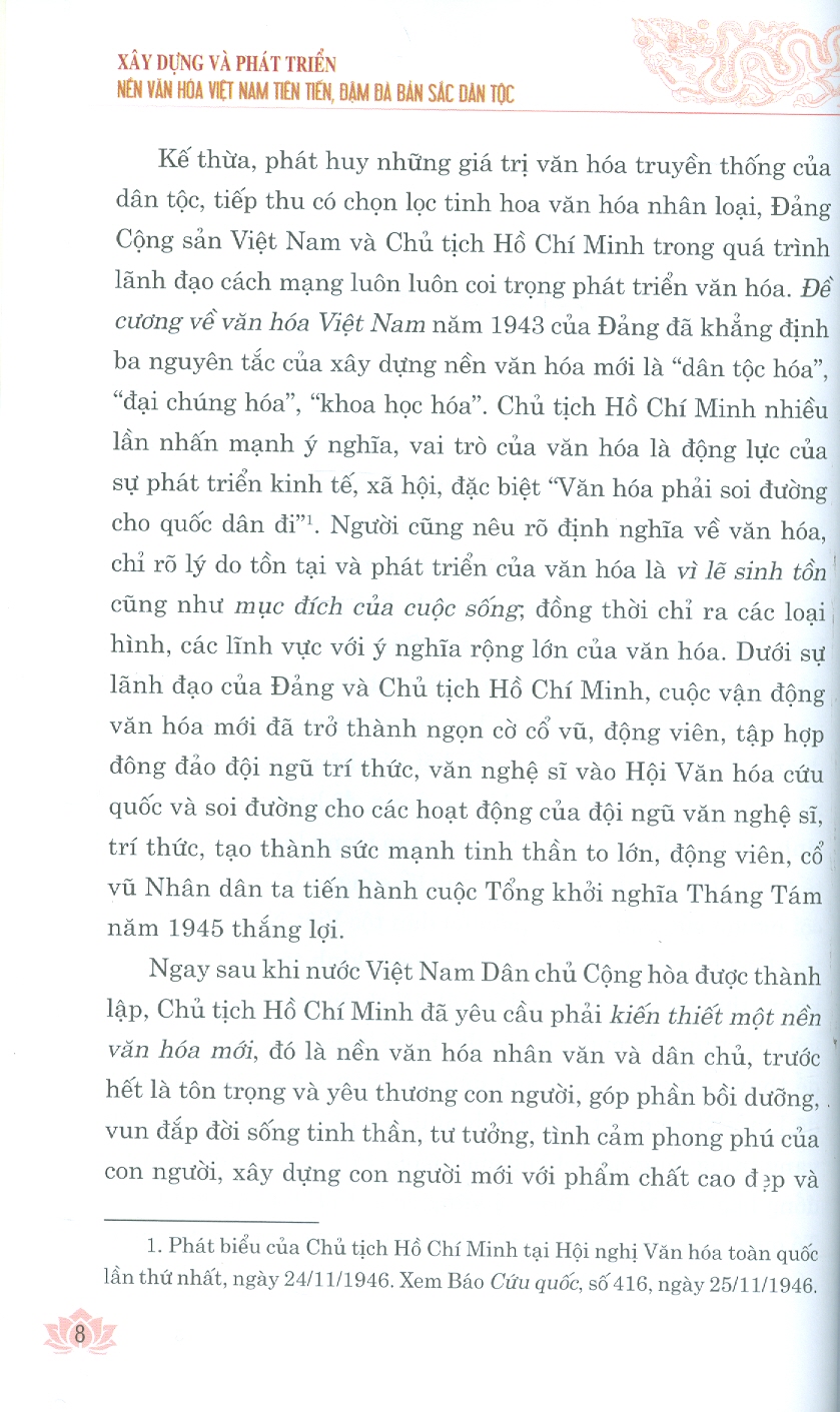 XÂY DỰNG VÀ PHÁT TRIỂN NỀN VĂN HOÁ VIỆT NAM TIÊN TIẾN, ĐẬM ĐÀ BẢN SẮC DÂN TỘC – Nguyễn Phú Trọng - NXB CTQG Sự Thật