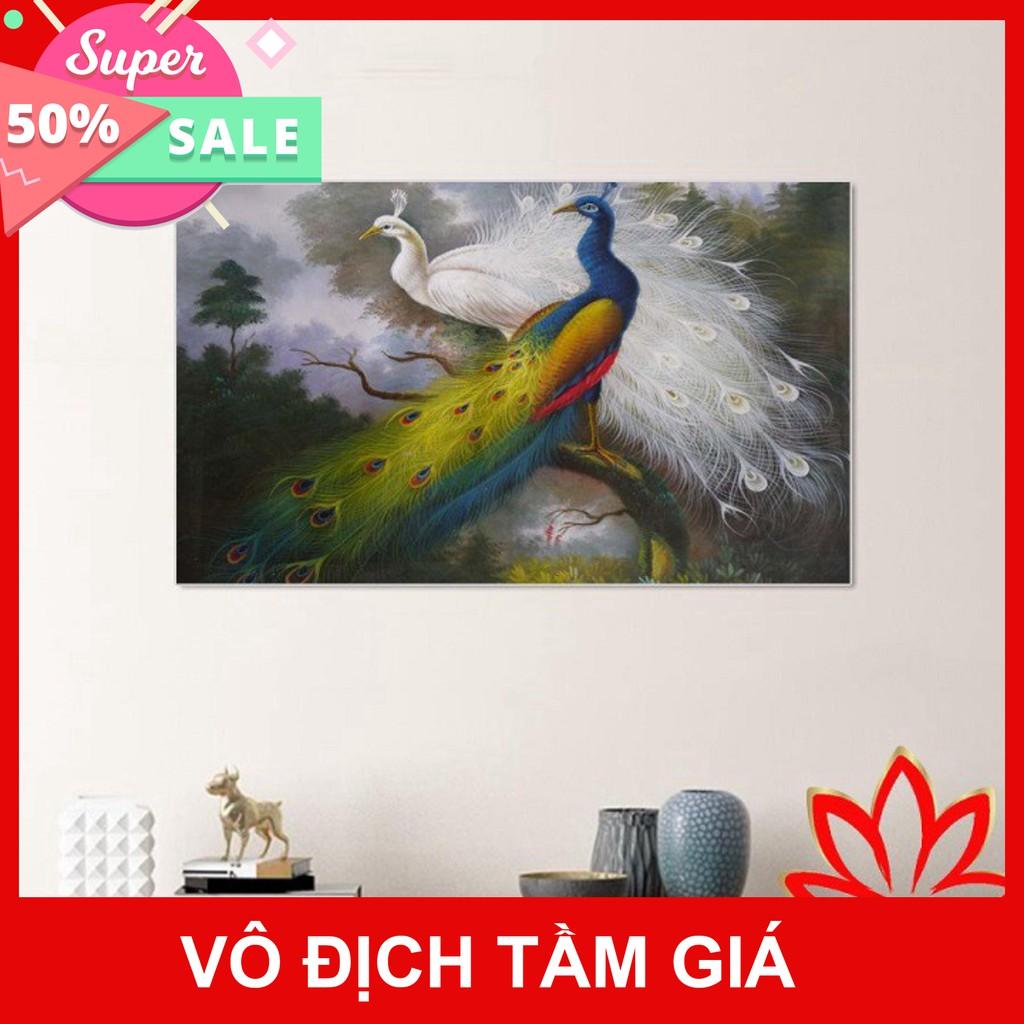 Bộ tranh treo tường phong thủy trang trí nội thất đẹp và giá rẻ nhất thị trường ĐL 43 chim công ý nghĩa