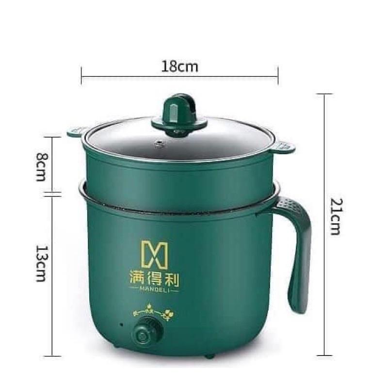 Nồi Lẩu Điện Mini, Nấu Mì 2 Tầng Kèm Giá Hấp Đa Năng Nướng, Luộc, Chiên Chống Dính Vấn Đá Tiện Lợi, Ca nấu mì mẫu mới