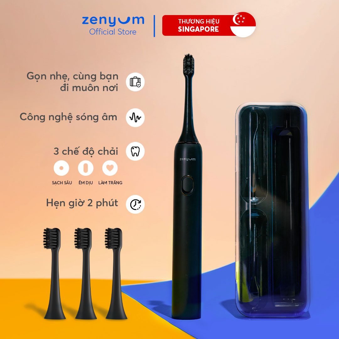 Bộ Bàn Chải Điện Zenyum Sonic GO phiên bản Du Lịch Tiêu Chuẩn - 1 Bàn Chải + 1 Hộp Đựng + 3 Đầu Thay Thế