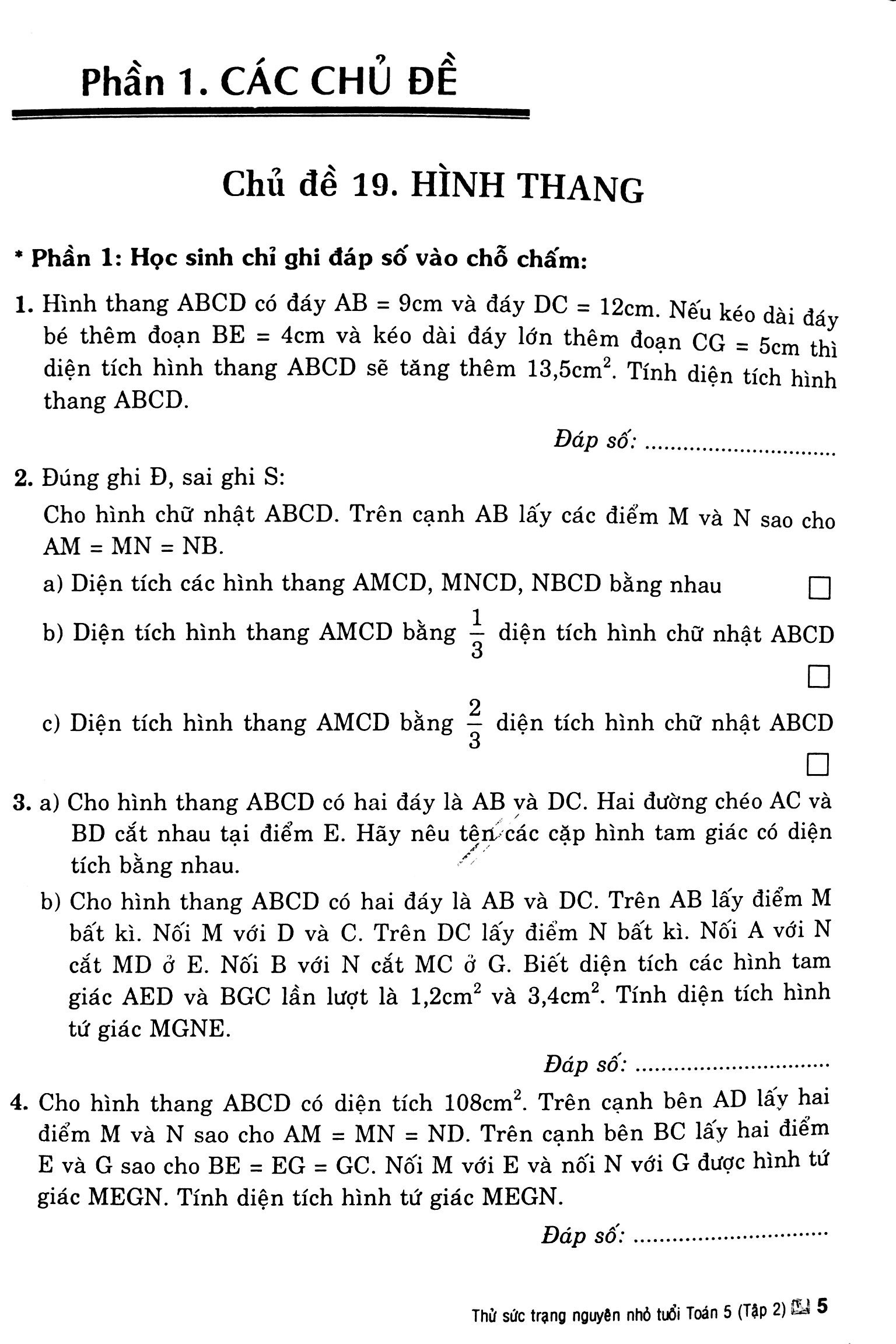 Thử Sức Trạng Nguyên Nhỏ Tuổi - Toán 5 - Tập 2