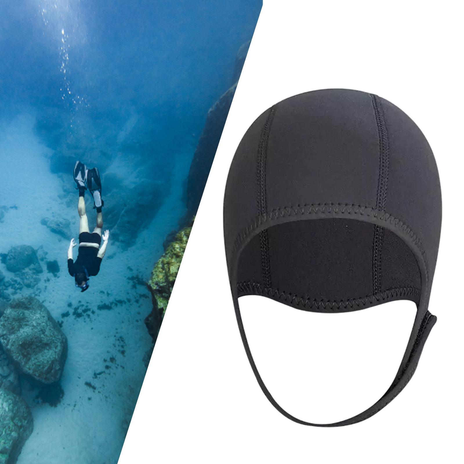 3mm Neoprene Scuba Diving Hat Thicken Winter Warm Adjustable Wetsuit Thermal Hood Dive Hood Swimming Hat for Underwater Canoeing Unisex