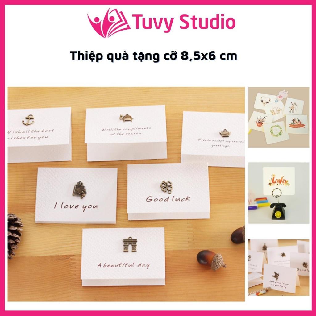Thiệp quà tặng vintage gắn hình nổi cỡ 8x6 cm