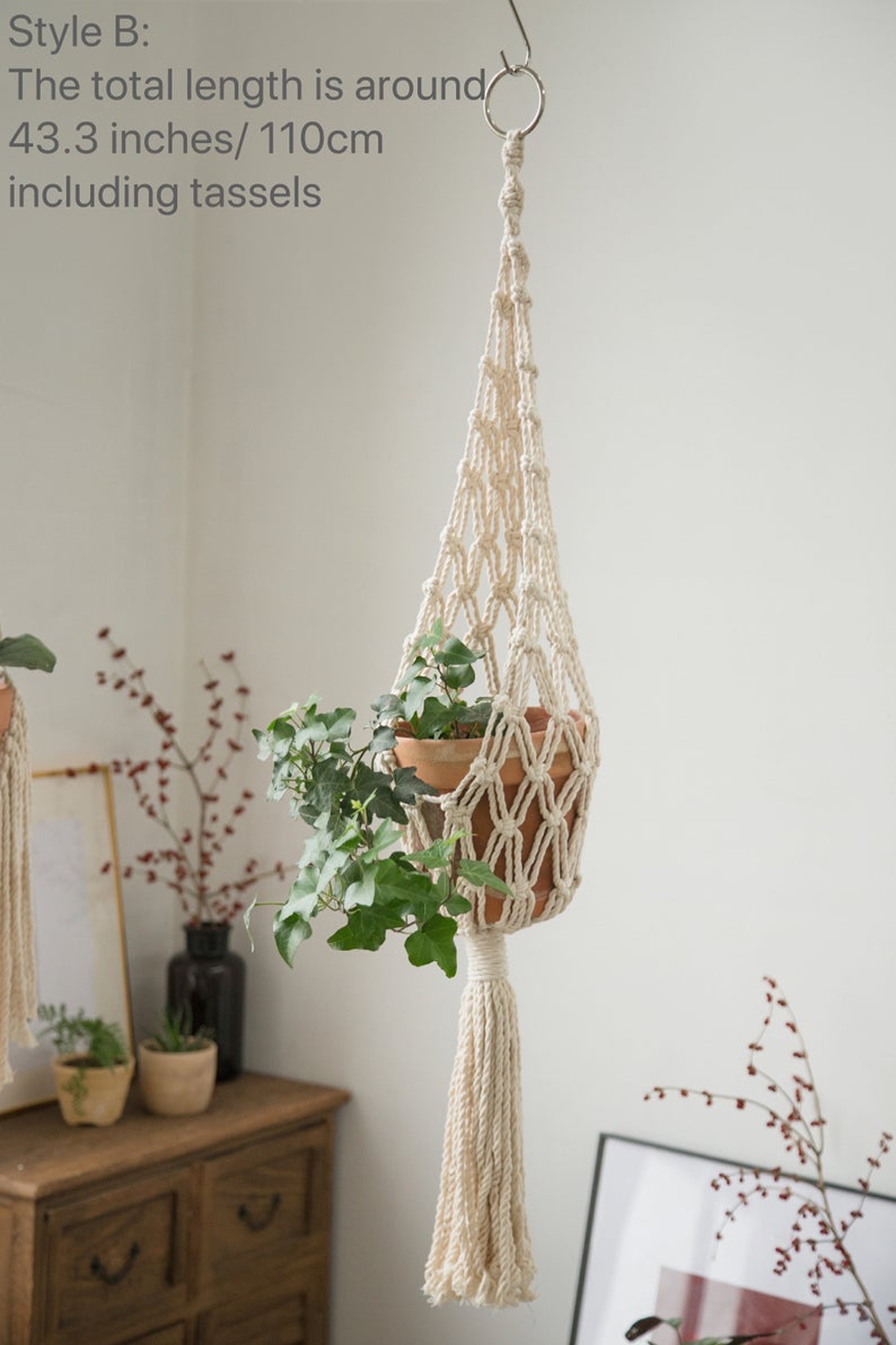 Giỏ túi Macrame treo tường, giỏ treo chậu cây cảnh vật phẩm trang trí. GTT17321