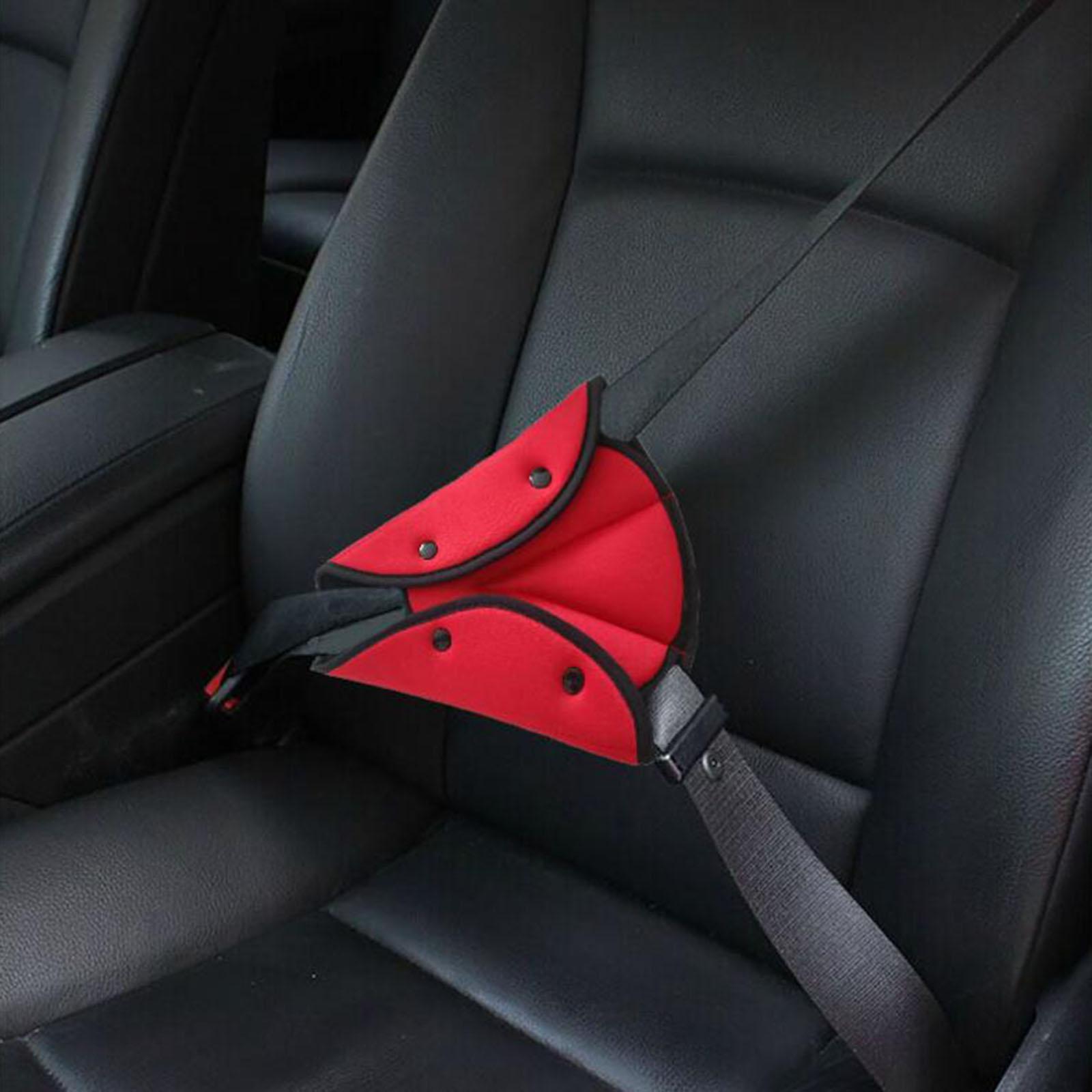 Car Seat Belt Adjuster for Kids Triangle Protector Pad Seat Belt Strap Cover Red