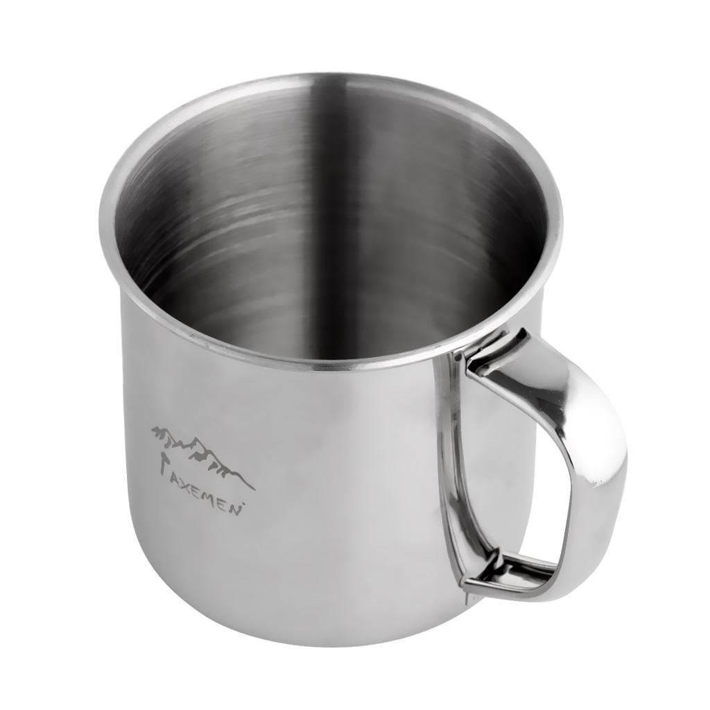 2xStainless Steel Outdoor Camping Water Coffee Tea Cup Travel Mug with Handle