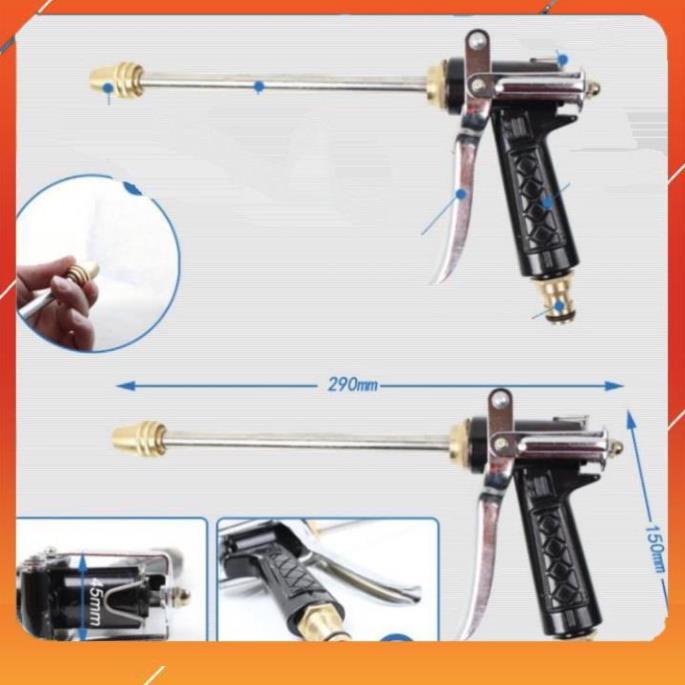 Vòi Xịt️Evoucher Bộ dây vòi xịt nước rửa xe, tưới cây , tăng áp 3 lần, loại 20m 206318 đầu đồng,đai,+ đai