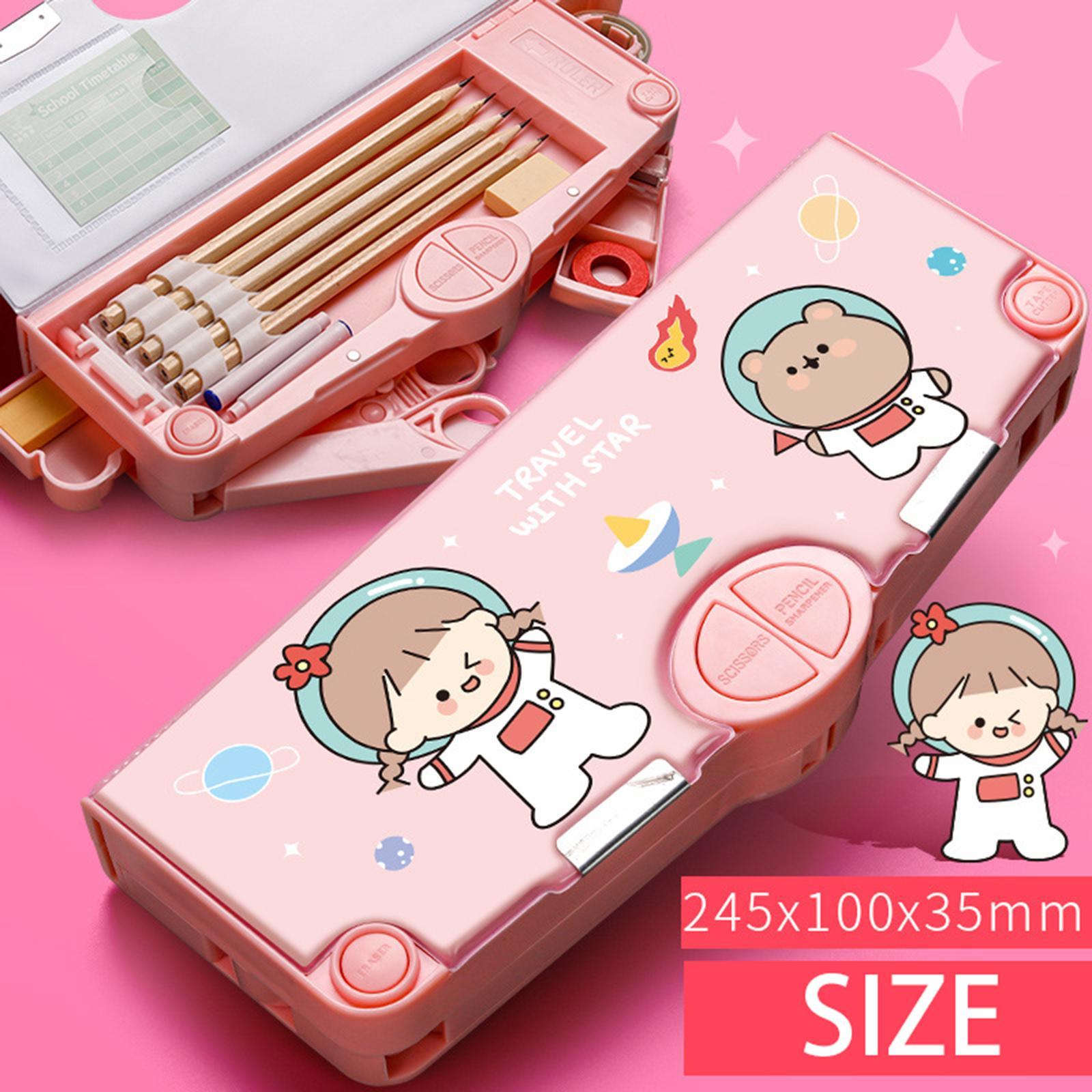 2 Pcs Cute Pencil Box Storage Box Container for Kid Middle School Boys Girls