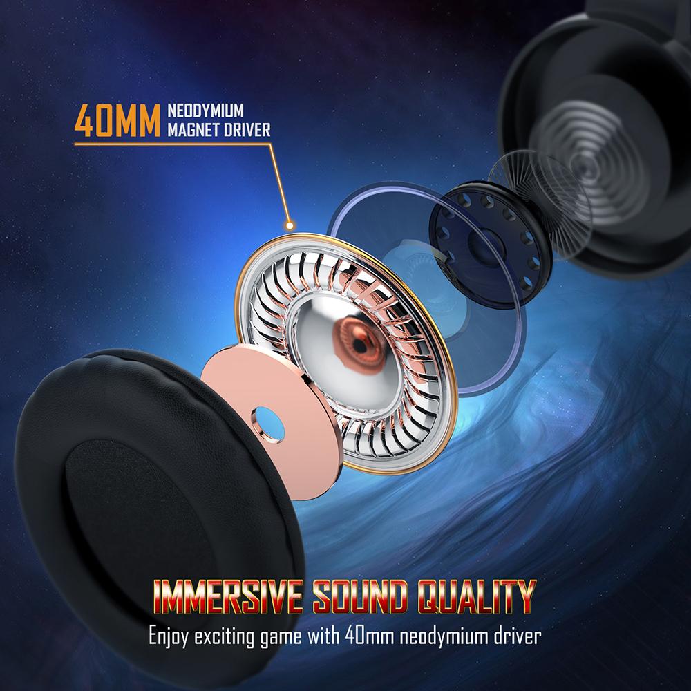 Tai nghe chơi game thể thao điện tử có dây ONIKUMA K19 với bộ điều khiển 40mm Micrô giảm tiếng ồn Khả năng tương thích rộng
