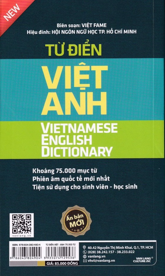 TỪ ĐIỂN VIỆT ANH KHOẢNG 75.000 MỤC TỪ