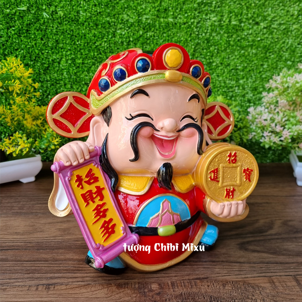 Tượng Thần Tài 22.5cm mẫu đồng tiền vàng Chiêu Tài Tấn Lộc