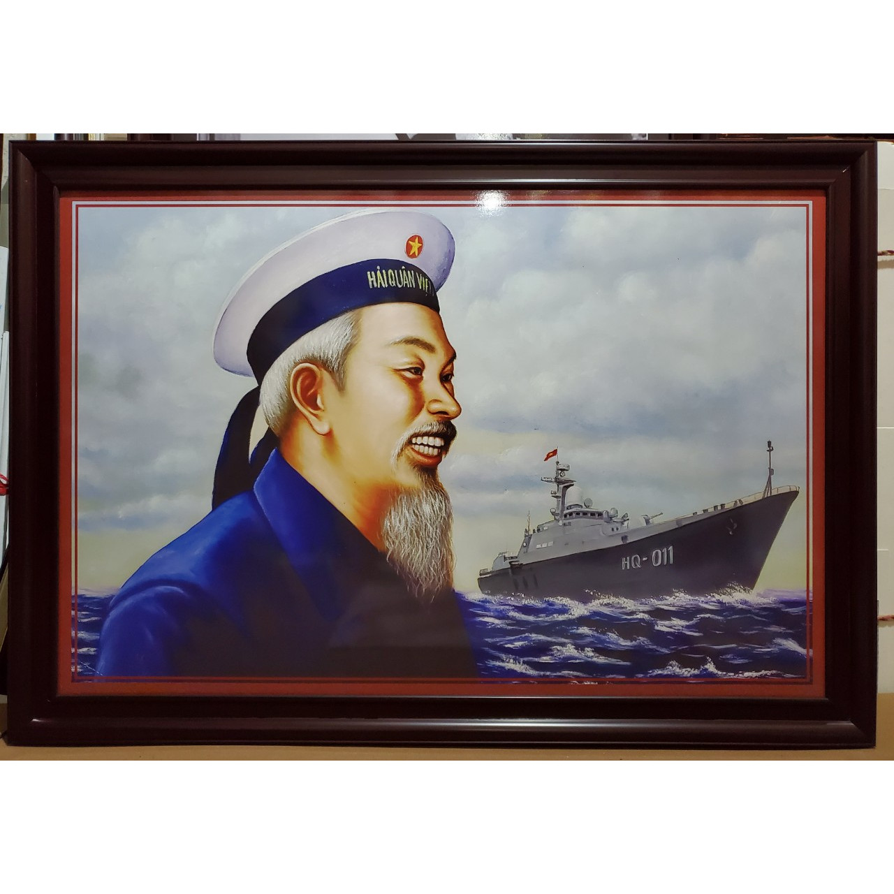 TRANH BÁC HỒ THĂM BỘ ĐỘI HẢI QUÂN VIỆT NAM 1959