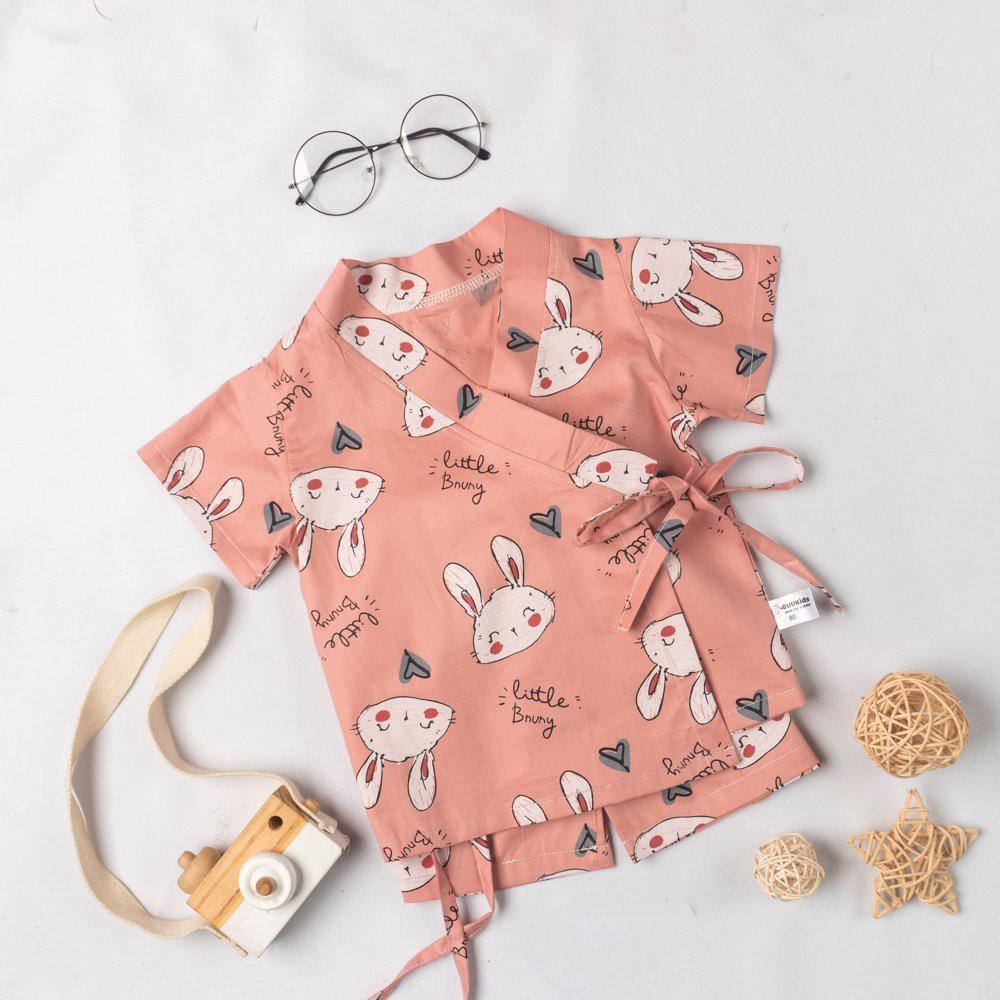 Bộ quần áo yukata cộc họa tiết xinh xắn cho bé BR21001 - 100% cotton Magickids