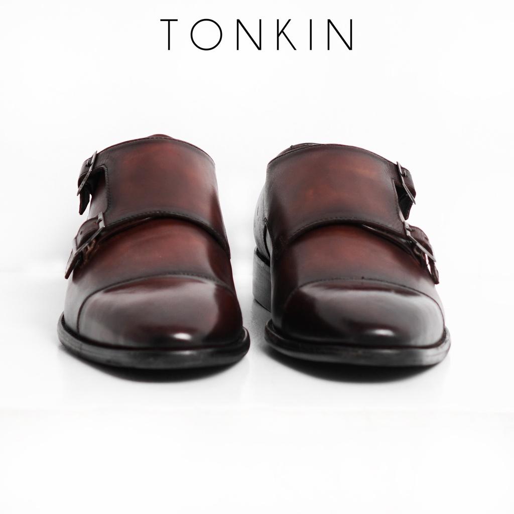 Giày tây công sở nam màu nâu Rasho Monk Strap, giày văn phòng da thật TONKIN