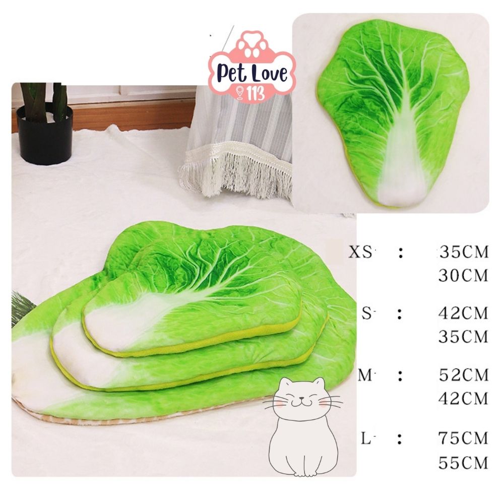 Đệm ngủ cho thú cưng in hình 3D bánh Pizza, rau xà lách cực dễ thương - Thảm mềm mại, nhiều size cho chó, mèo
