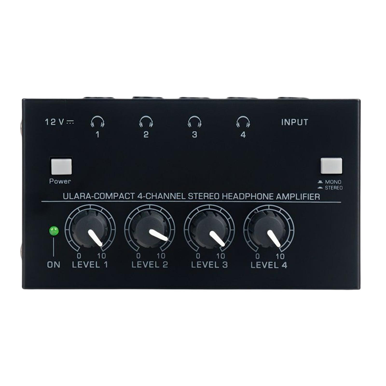 Compact Stereo Headphone Amplifier 4 Channels Professional for Studio Mixing