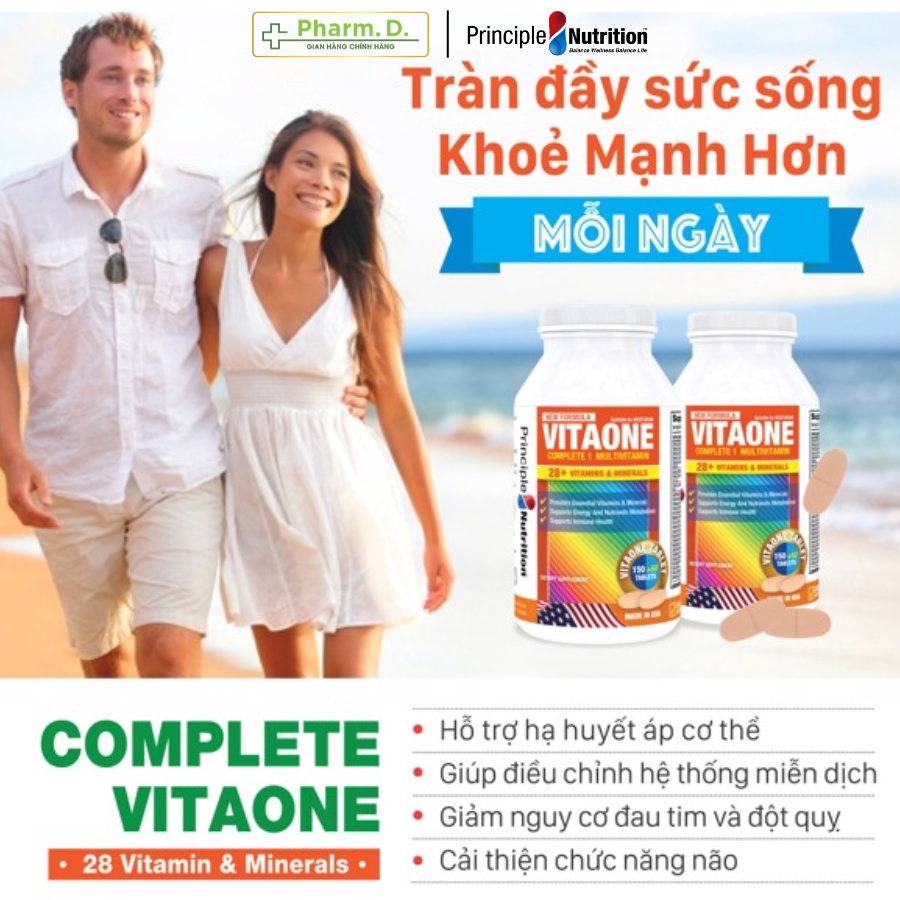 Viên Uống PRINCIPLE NUTRITION VITAONE Bổ Sung Vitamin Tổng Hợp Và Khoáng Chất Cần Thiết (Hộp 60+5 Viên)