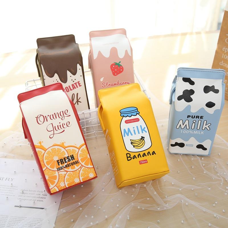 Sáng Tạo Sữa Hộp Đeo Vai Nữ Thiết Kế Hình Trái Cây Dễ Thương In Sứ Giả Đeo Túi Nữ Bông Tai Kẹp Nữ Ví Nhỏ 2021