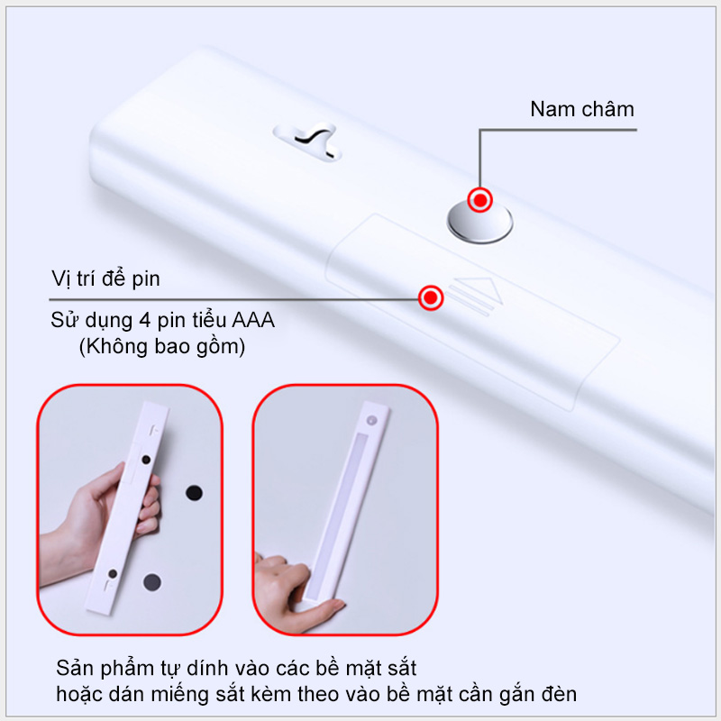 Đèn led cảm biến hồng ngoại D302A gắn tủ quần áo, bếp, gường, hành lang, cửa phòng, kho