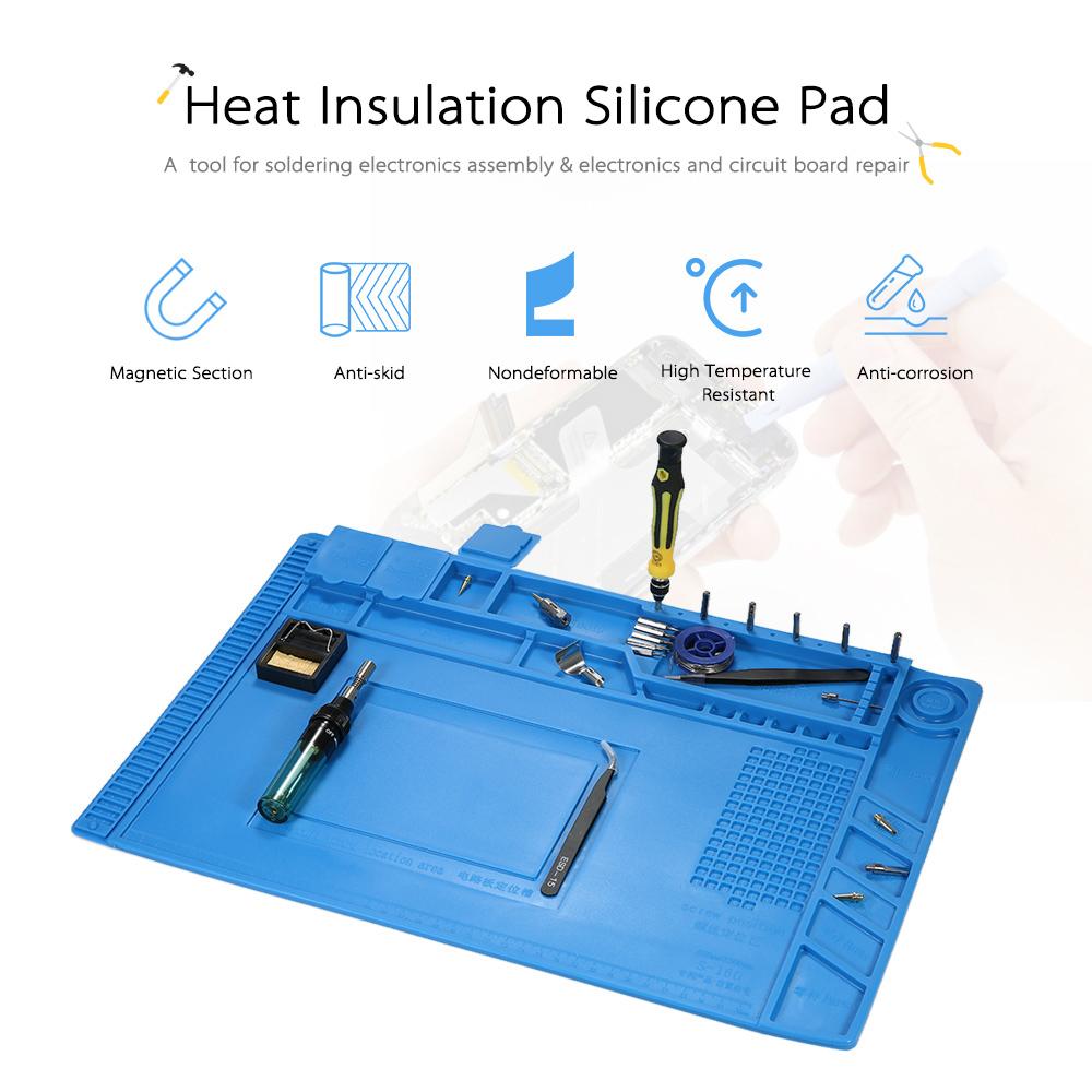 S-160 Magnetic Heat-resistant Soldering Mat Silicone Soldering Station Insulation Pad Repairing Tools Maintenance