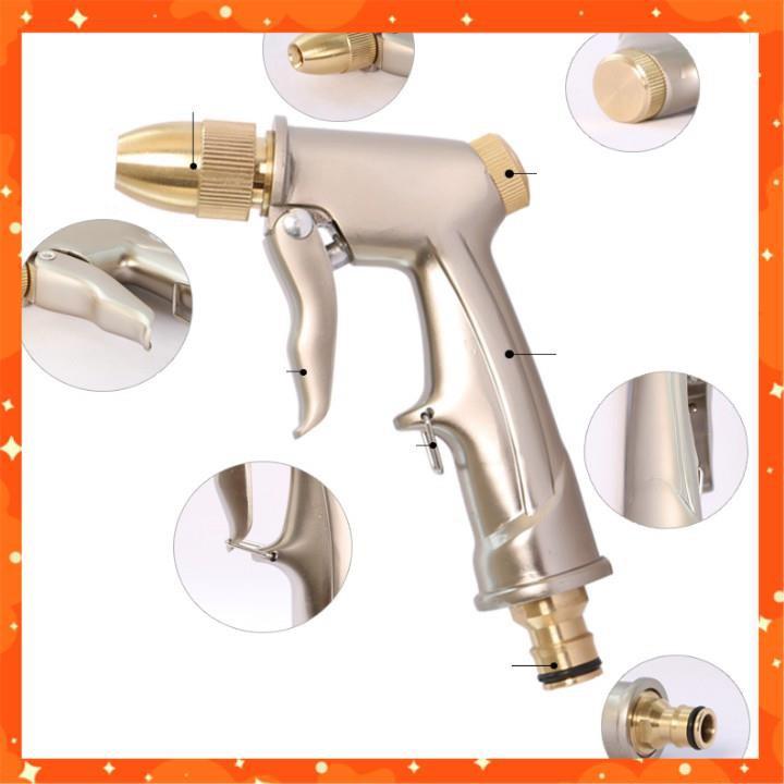 Bộ dây vòi xịt nước rửa xe, tưới cây . tăng áp 3 lần, loại 7m, 10m 206701-1 đầu đồng,cút đồng+ tặng túi đựng bút