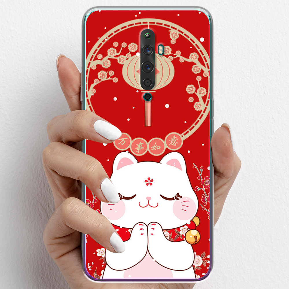 Ốp lưng cho Oppo Reno2, Oppo Reno2 F nhựa TPU mẫu Mèo may mắn cầu nguyện