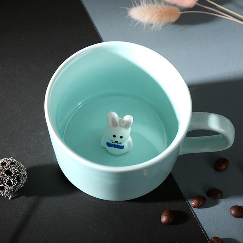 2Pcs 3D Coffee Mug Cute Animal Inside Ceramic Milk Tea Cup Teacup for Kids