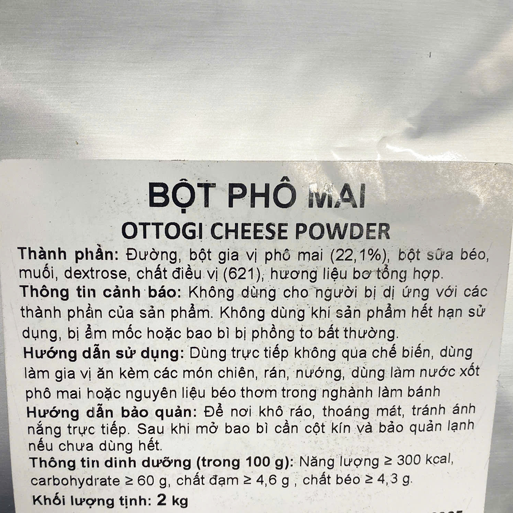 Bột phô mai Ottogi 2kg kích thước lớn phù hợp nhà hàng, quán ăn