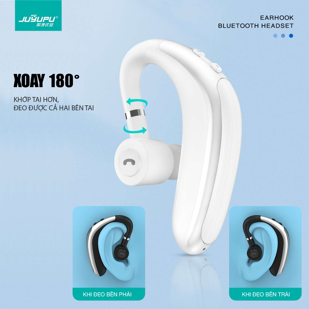 Tai nghe không dây JUYUPU BXJ7 cao cấp bluetooth V5.0 xoay 360 độ móc tai dành cho iPhone Samsung OPPO VIVO HUAWEI XIAOMI - HÀNG CHÍNH HÃNG