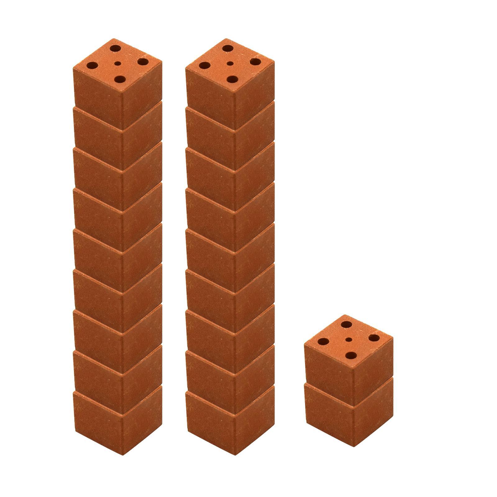40pcs Miniature Red Bricks Mini Fake Bricks for Model Building DIY Materials
