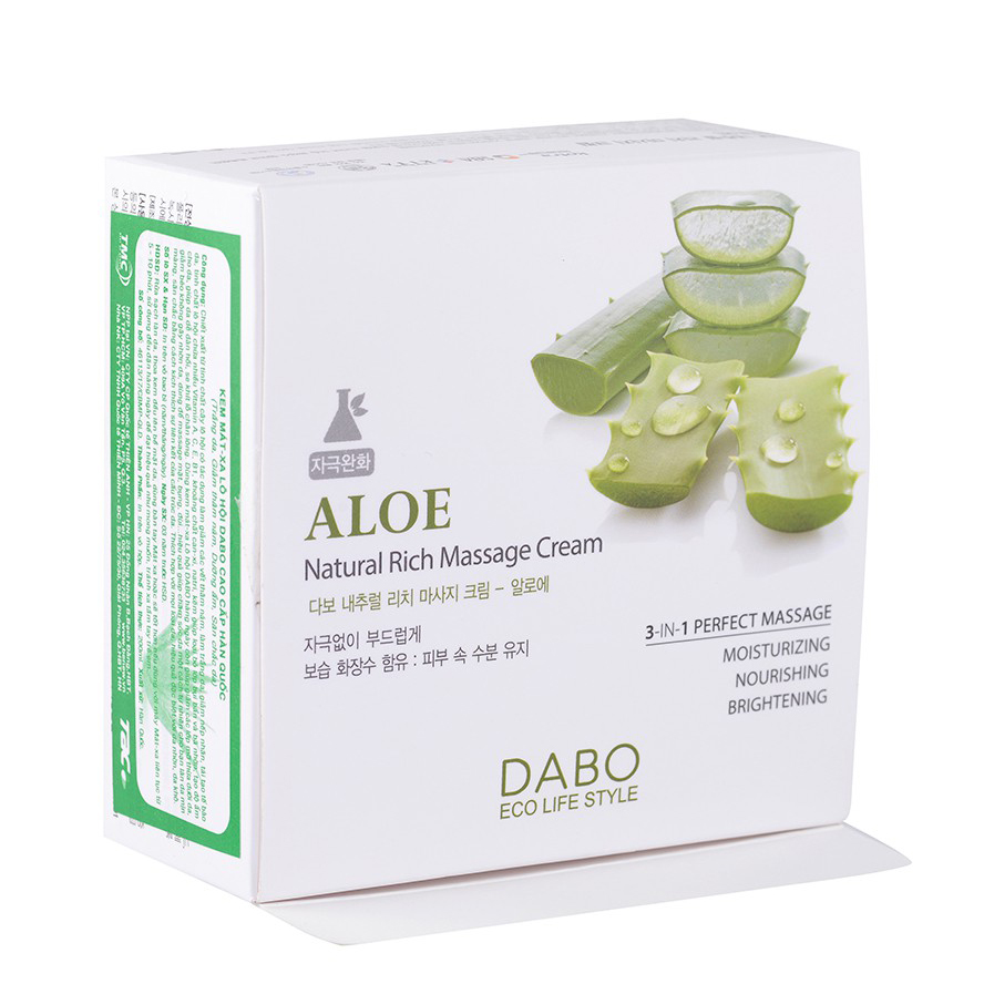 Kem massage mặt và toàn thân làm trắng và tái tạo da Dabo Aloe Natural Cream Hàn Quốc 200ml + Móc khoá