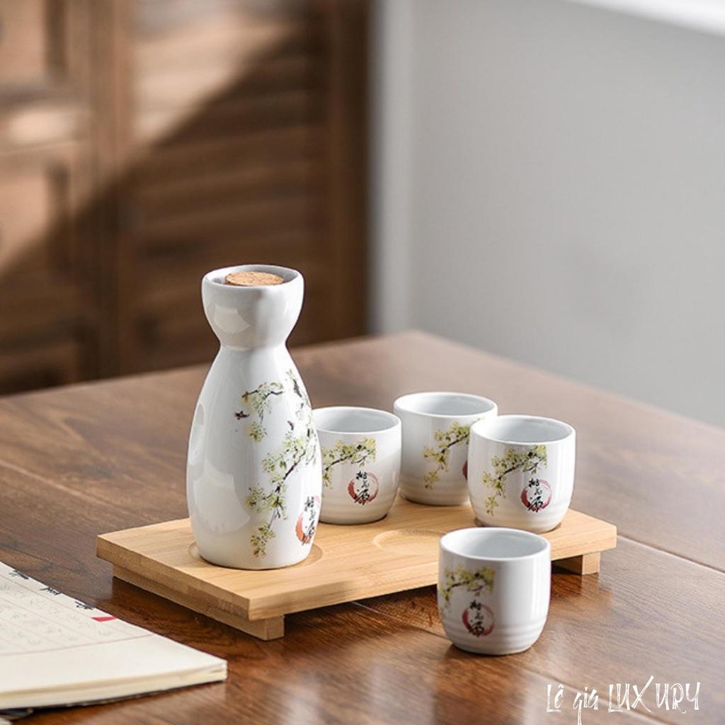 Bộ bình rượu gốm sứ Sakura phong cách Nhật Bản Cổ Điển, Bộ bình rượu Sake cao cấp