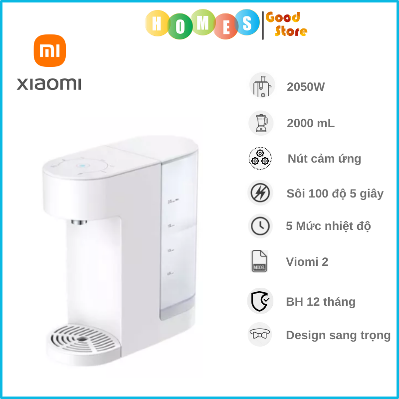 Bình Thủy Giữ Nhiệt, Đun Sôi Thông Minh XIAOMI Viomi 2L, Nhiệt Độ Từ 40 Độ Lên 100 Độ C Mất 5 Giây, Công Suất 2050W - Hàng Chính Hãng