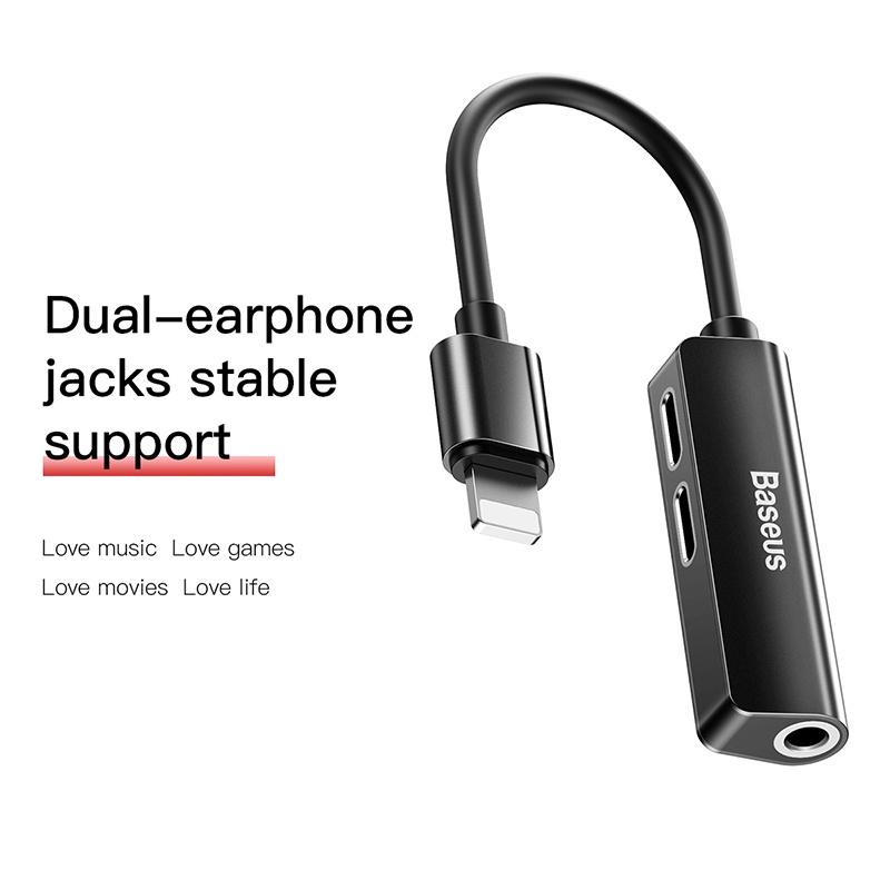 Baseus -BaseusMall VN Bộ chuyển cổng Ln sang Dual Ln + Audio AUX 3.5mm Baseus L52 (Hàng chính hãng)