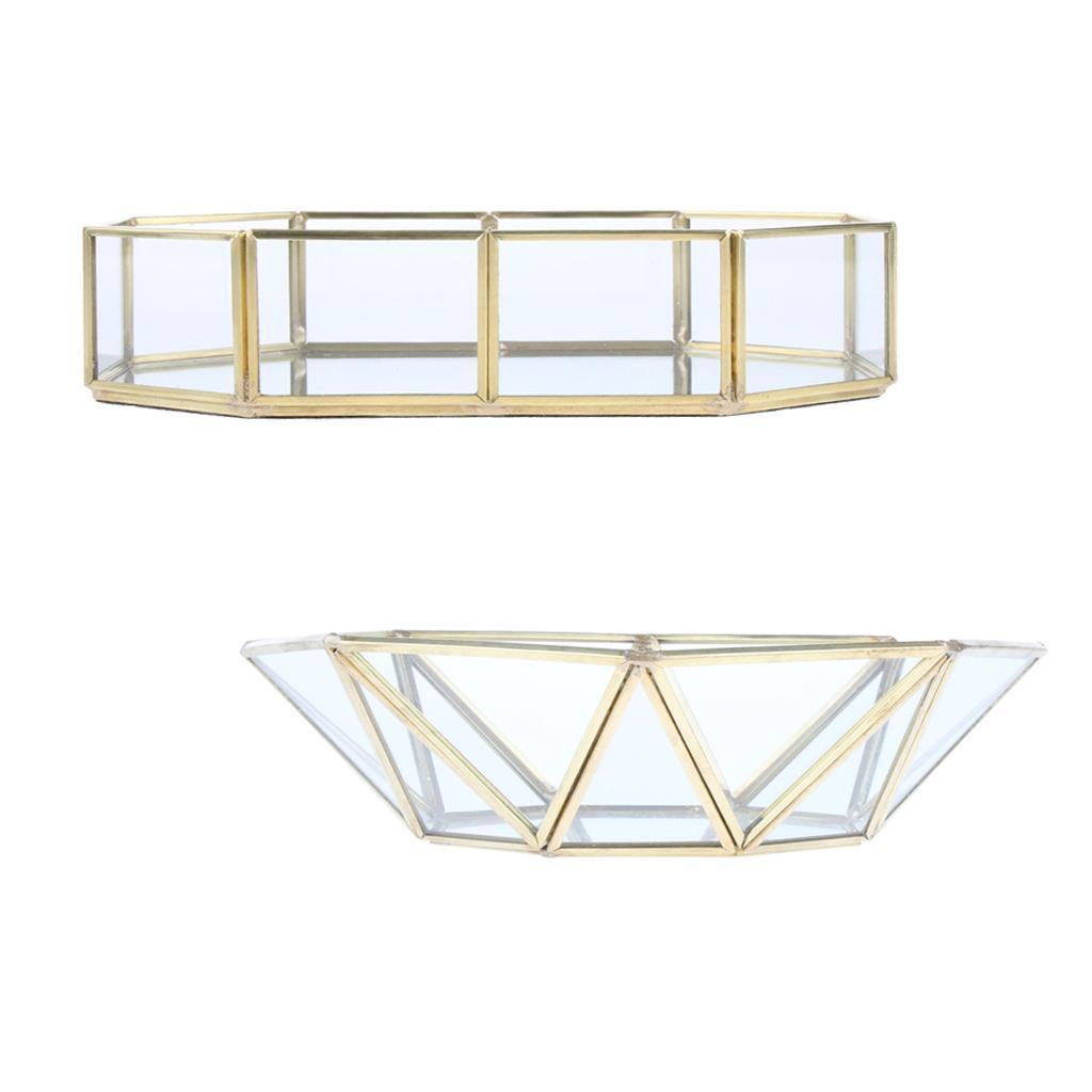 Metal Glass Jewelry Tray, Makeup Cosmetic Organizer Storage Box, Dessert Plate, Decorative Tray