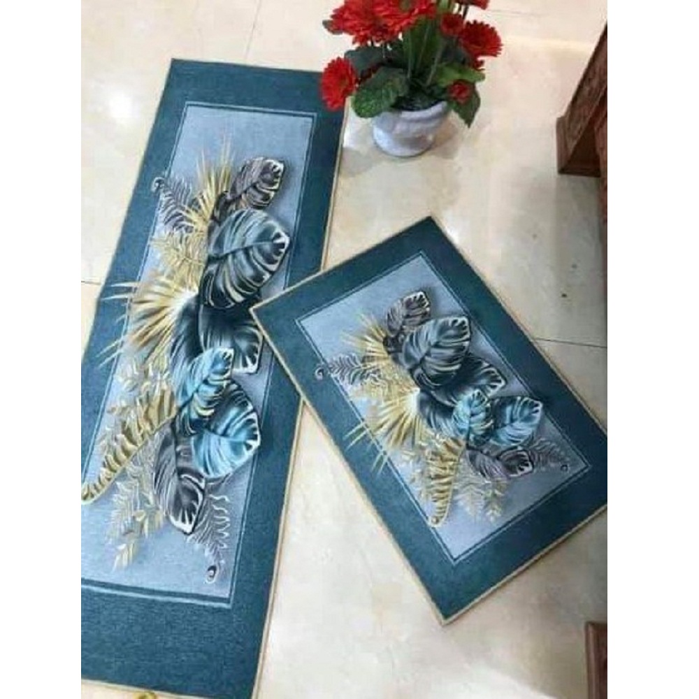 Bộ thảm bếp nỉ nhung lì cao cấp TB96 chống trượt, in 3D phong cách Hàn Quốc cho phòng bếp hiện đại