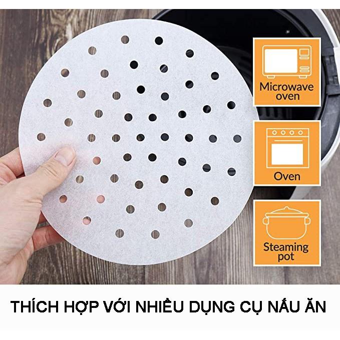 Set 100 Giấy nến lót nồi chiên không dầu - giấy nến thấm dầu - giấy nến lót nướng làm bánh an toàn cho sức khỏe