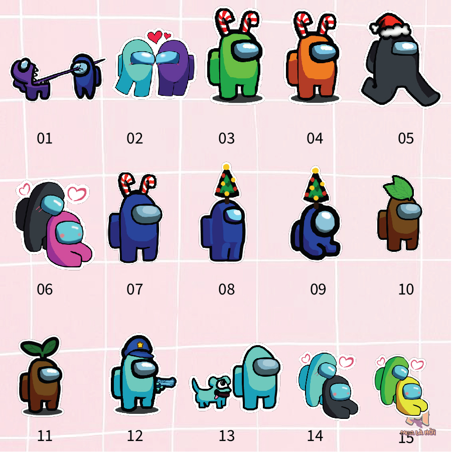 Miếng dán Stickers chủ đề Among Us